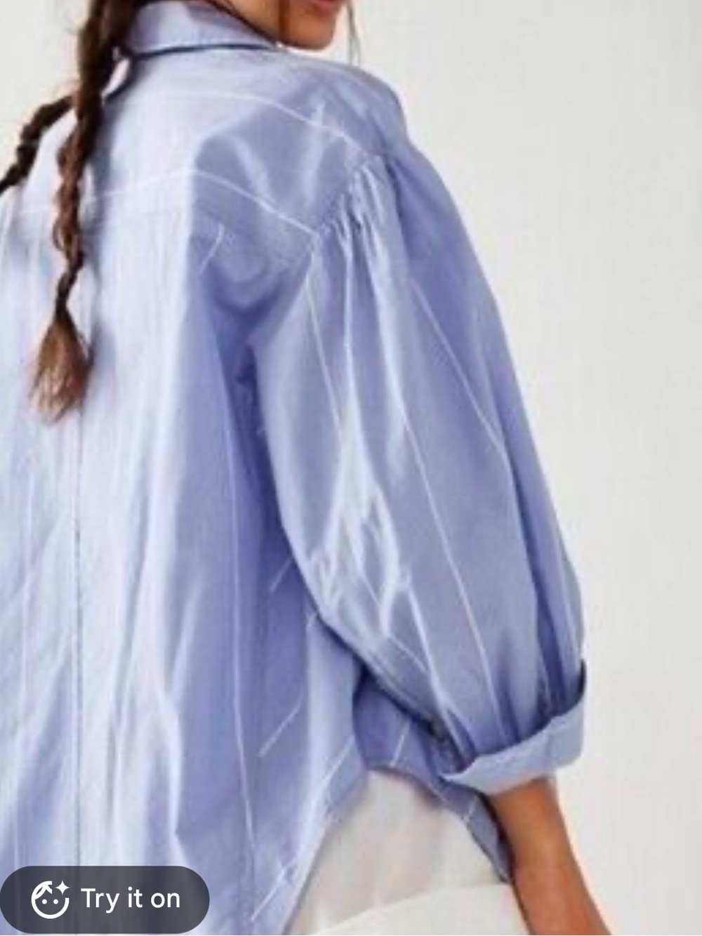 Free people we the free Light Blue Striped Puff-Sleeve Blouse - Women's Top